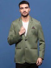 Men Green Slim Fit Single Breasted Blazer-EX-MettyE-Green